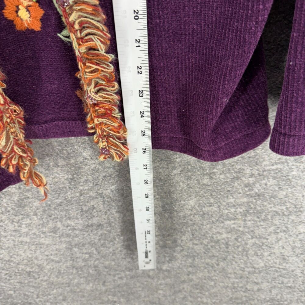 Unbranded Cardigan Women M Medium Purple Floral Open Front Embroidered Knit - Picture 4 of 5
